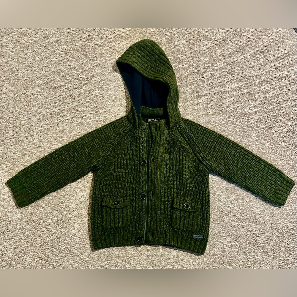 Mayoral Green Hooded Cardigan in size 2